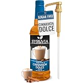 Syruvia Sugar Free Coffee Syrup, Cinnamon Dolce Flavored Syrup for Drinks, Lattes, and Desserts &ndash; 25.4 fl oz - with Pump