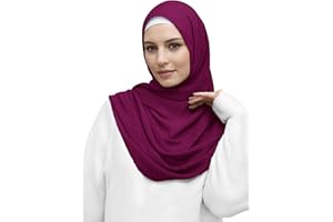 Premium Cotton Pleated Hijab for Muslim Women, Maxi Head Scarf Shawl Wrap Lightweight (Dark Pink)