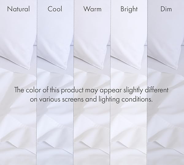 RUVANTI 100% COTTON PERCALE SHEETS, QUEEN SIZE, 6 PIECE SET, BRIGHT WHITE