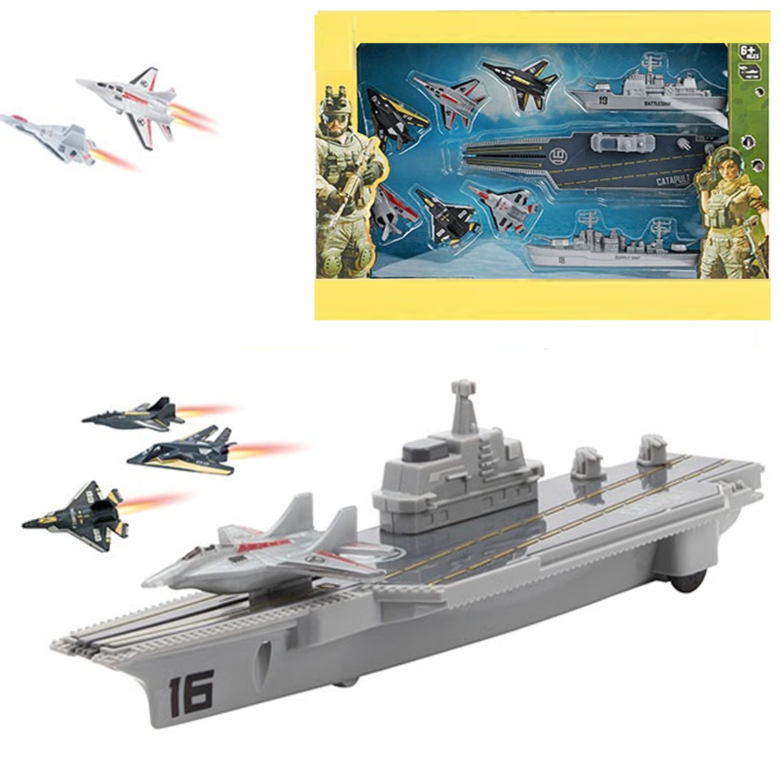 Military Aircraft Carrier With Fighter Jets Army Toys For Boys Girls Kids