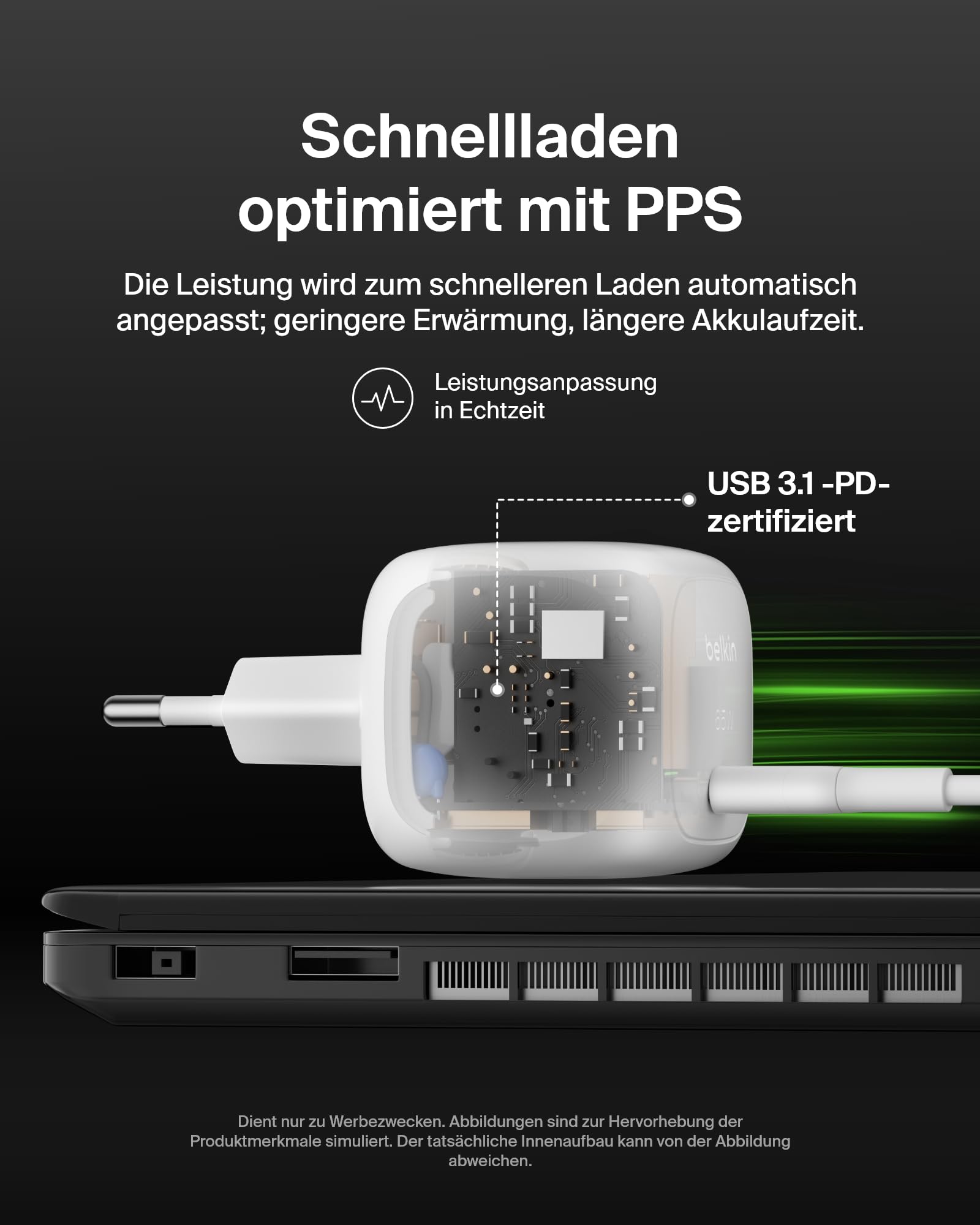 Belkin USB-C Ladegerät, 65 W, Schnellladegerät, USB C Handyladegerät – Kompatibel mit Apple iPhone 17/16/15/14/13, Galaxy S25, Google Pixel 9, MacBook, iPad, AirPods, Chromebook usw. – Weiß 5
