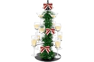 GJQ Christmas Cocktail Tree Stand, Champagne Tower Stand, 3 Tier 12 Holders For Display Champagne, Cocktails, Martini, Margarita Cups at Christmas, Weddings, Bridal Shower, Parties & Celebrations Events
