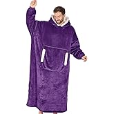 yescool Wearable Blanket Hoodie, Flannel Sherpa Fleece Blanket Sweatshirt for Adults Women Men,One Size Fits All