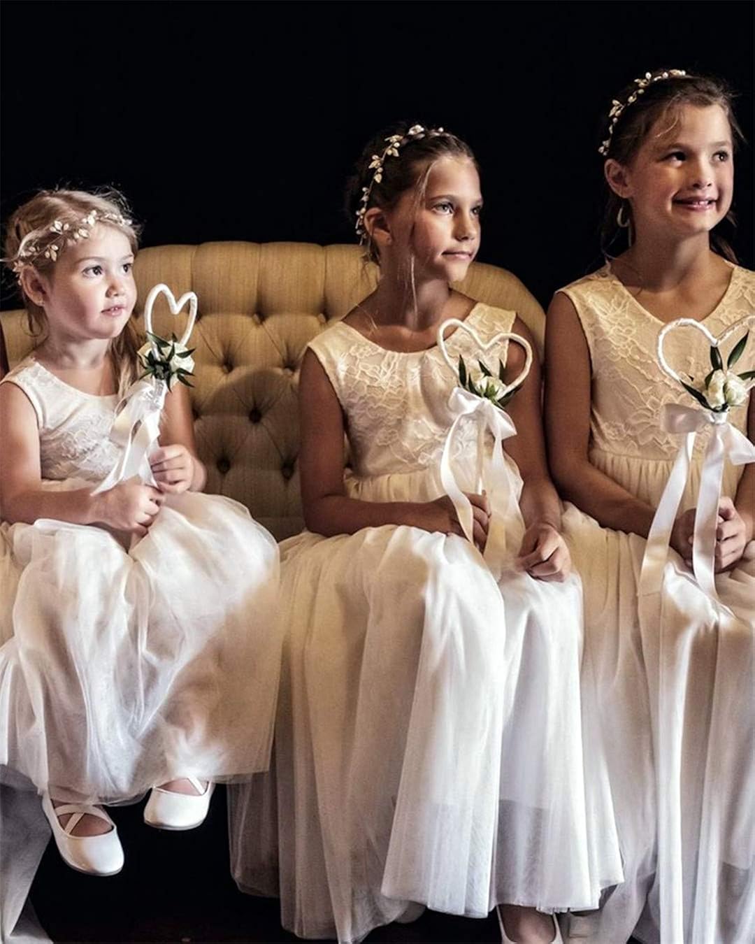 2Bunnies Girl Rose Lace Back A-Line Straight Tutu Tulle Party Flower Girl Dresses: Clothing