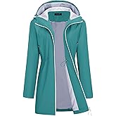 TCOT Rain Jacket Women Lined Raincoat Waterproof Windbreaker Jackets Hooded Raincoats Long Trench Coat