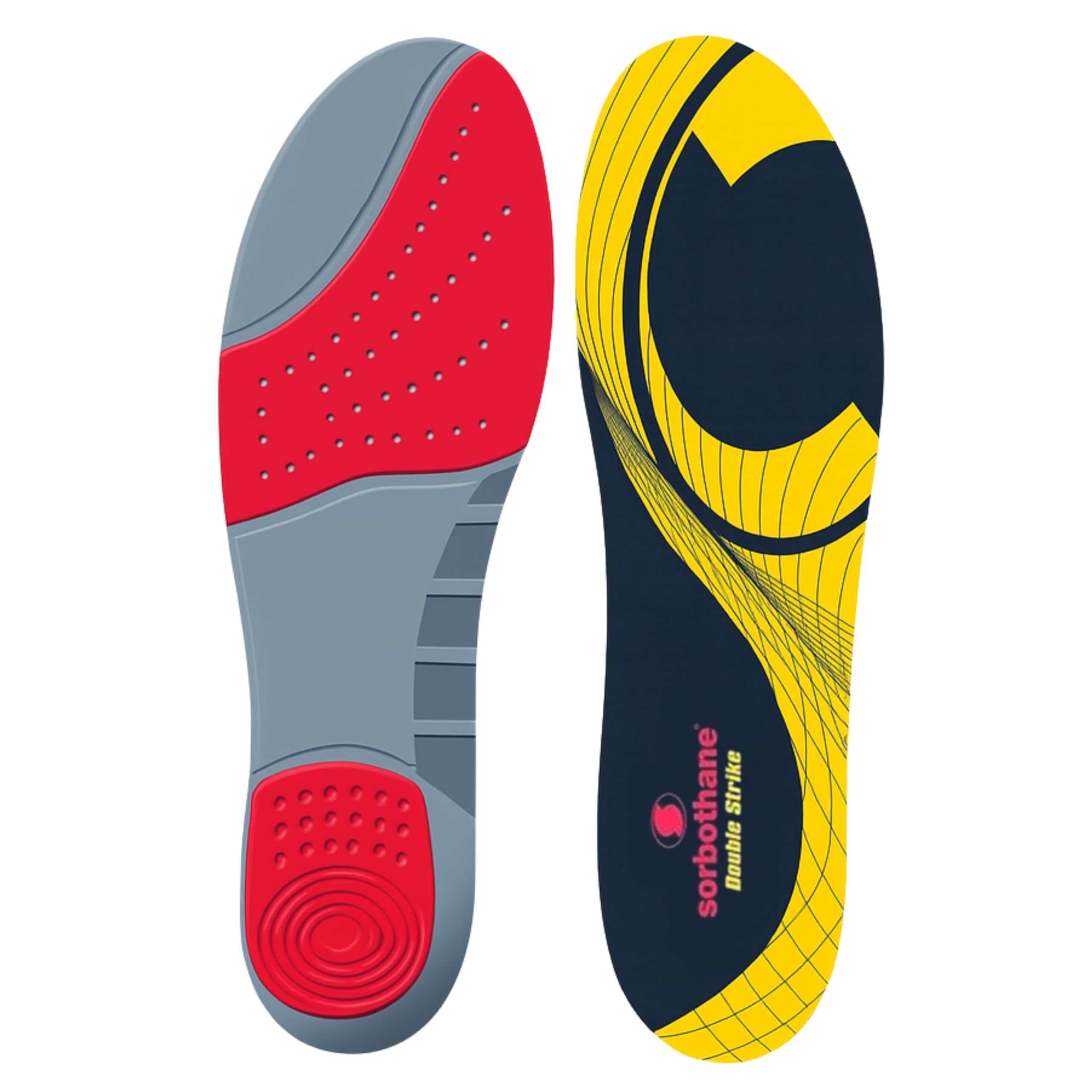 Double Strike Insoles Men & Women – Shock Absorbing Inserts for Plantar Fasciitis, Arch Support & Heel Relief – Antibacterial Shoe Inserts for Walking, Running, Work Boots, Sizes 3 - 12.5 UK