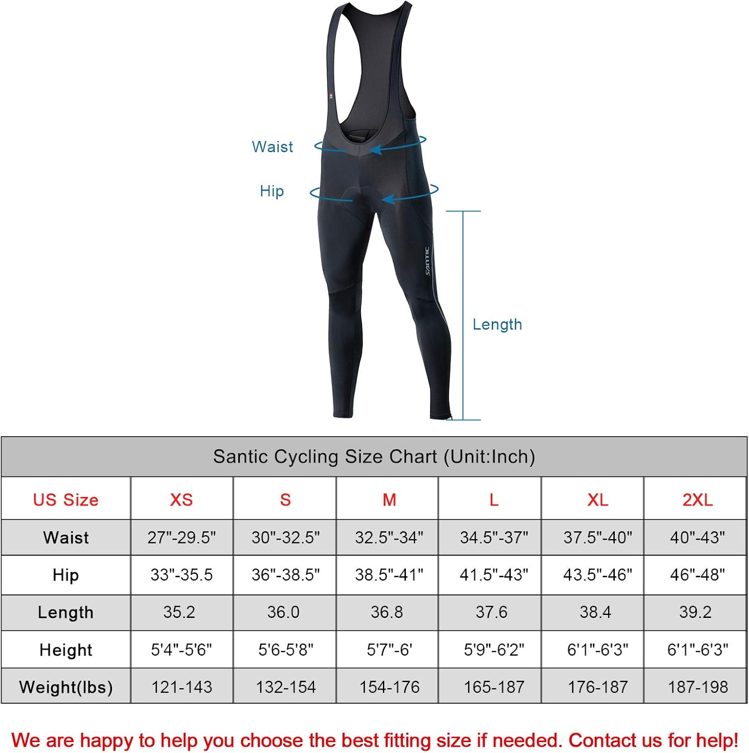 Santic Cycling Bibs Pants Mens Long Tights 3D Padded Bike Legging: Clothing