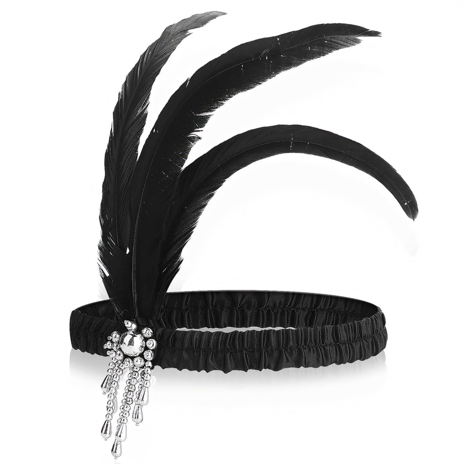 LAIYOHO 1920s Flapper Headband for Women, Vintage Feather Crystal Gatsby Headpiece, 20s Retro Hair Accessories for Cocktail Prom Wedding Party