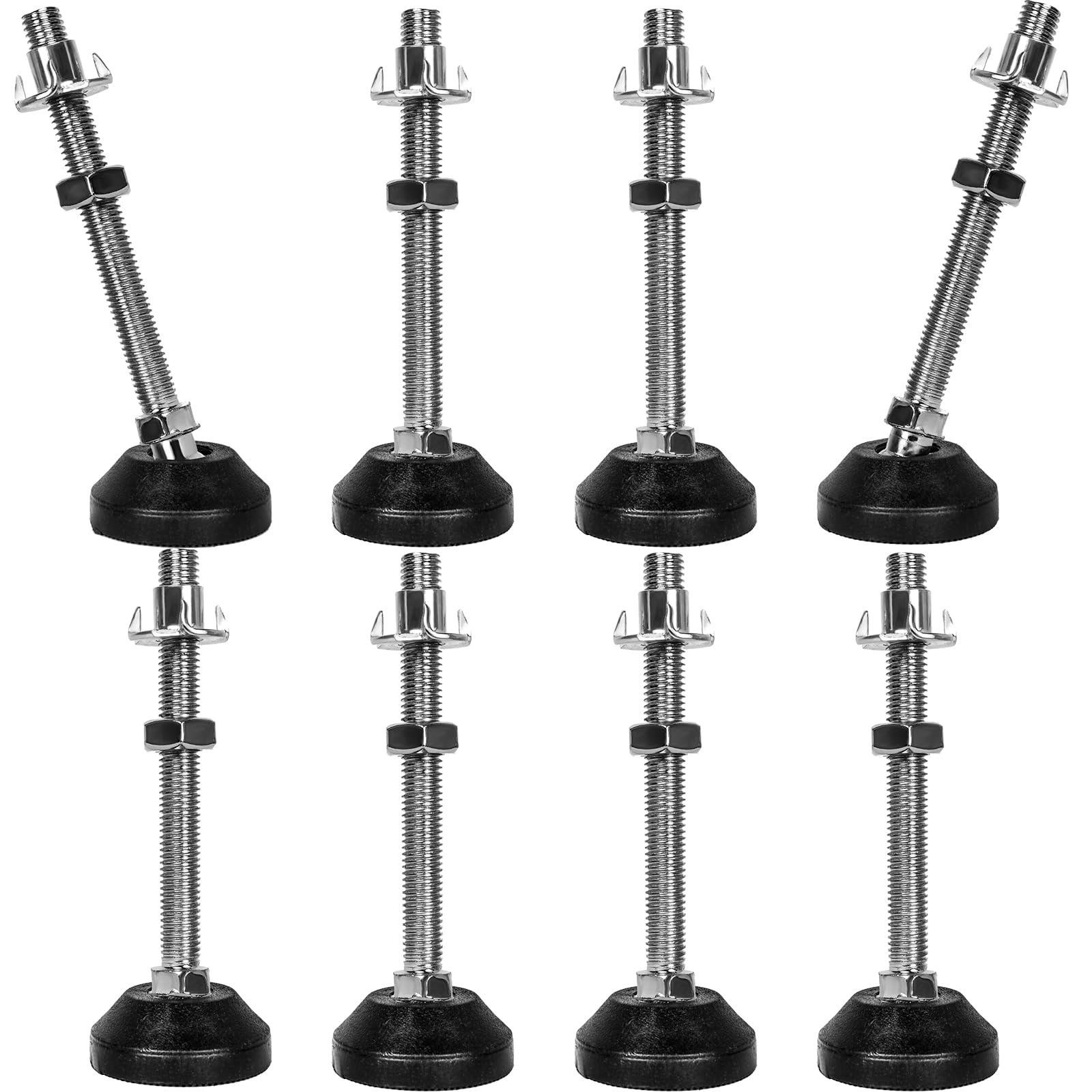 SHUIOG Pack of 8 Adjustable Furniture Feet, M8 x 80 mm, Silver, Modern & Industrial Style, Supports Heavy Furniture, Tables, Chairs, Cabinets, Shelves, Indoor & Outdoor Use — image 1