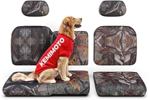 KEMIMOTO UTV Seat Cover Set Camo for 60/40 Split Back Seat Compatible with Polaris Ranger XP 1000 2017-2021, Split Bench Seat Covers Upgraded w/Headrest Cover, Crew Fits Front Seat Only