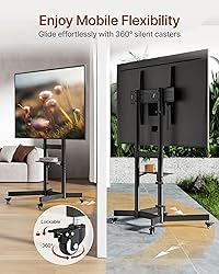 ECOTINY Heavy-Duty Rolling TV Stand for