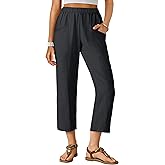 ANRABESS Womens Capri Pants 2026 Summer Casual Elastic High Waisted Lounge Cropped Tapered Ankle Beach Trousers Work Outfits
