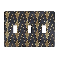 Moslion Black Gold Geometric 3-Gang Switch Plug