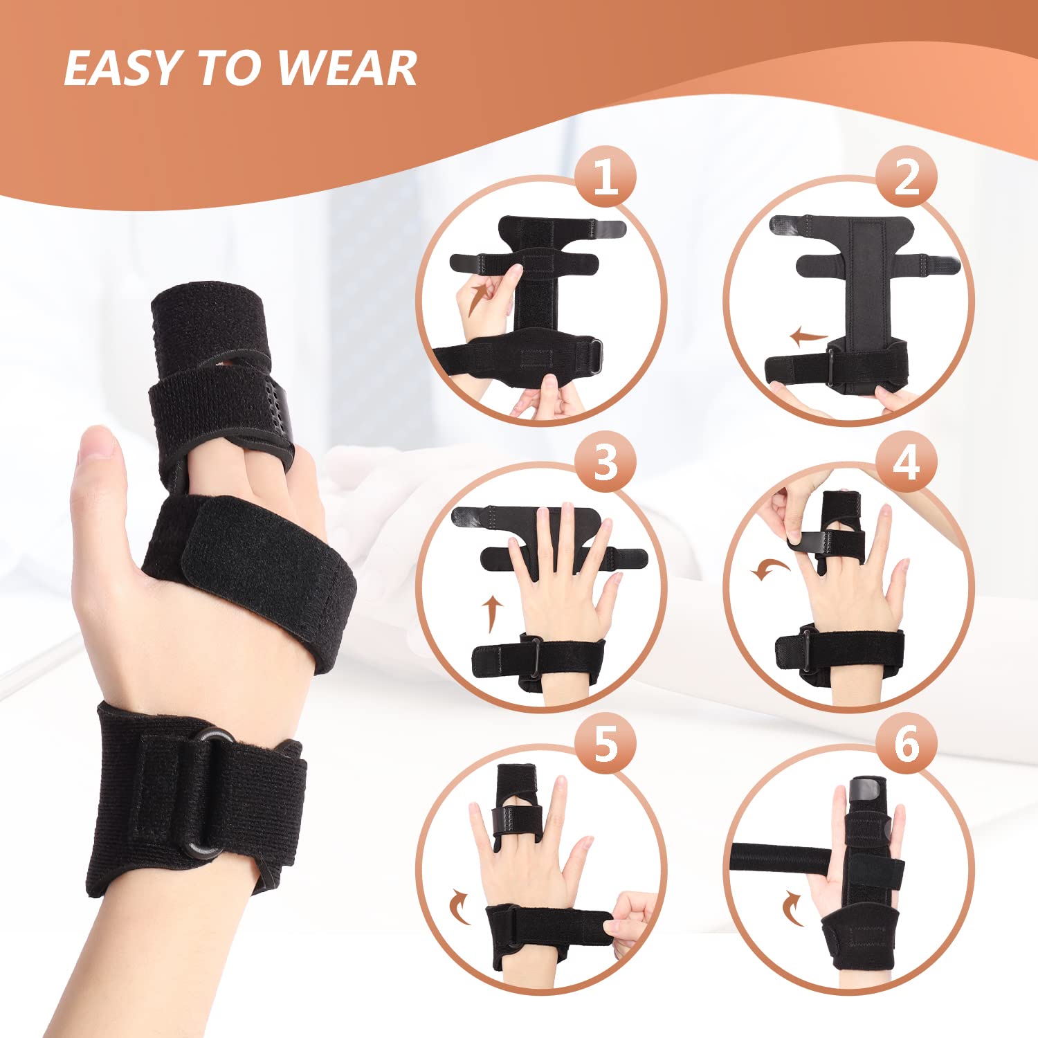 Scurnhau Trigger Finger Splint Finger Brace for 2 Fingers Reversible Finger Splints for Mallet Finger Broken Finger Arthritis Metacarpal Fracture Hand Brace with Finger Support Joints Immobilizer-L/XL