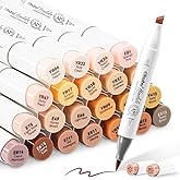 Ohuhu Skin Tone Alcohol Markers Brush Tip - Brush& Chisel 24 Portrait Color Markers Alcohol-based Brush Markers for Artist Ad