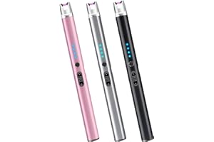 Luxgaze 3 Pack Electric Candle Lighter Rechargeable USB Lighters Flameless Windproof Plasma Arc Lighters with Safety Lock Long Lighter for Candle BBQ Camping Birthday Party