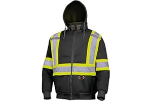 Pioneer Hi Vis Safety Hoodie For Men - Zip Up Jacket with Reflective Tape - For Construction/Traffic - Class 1