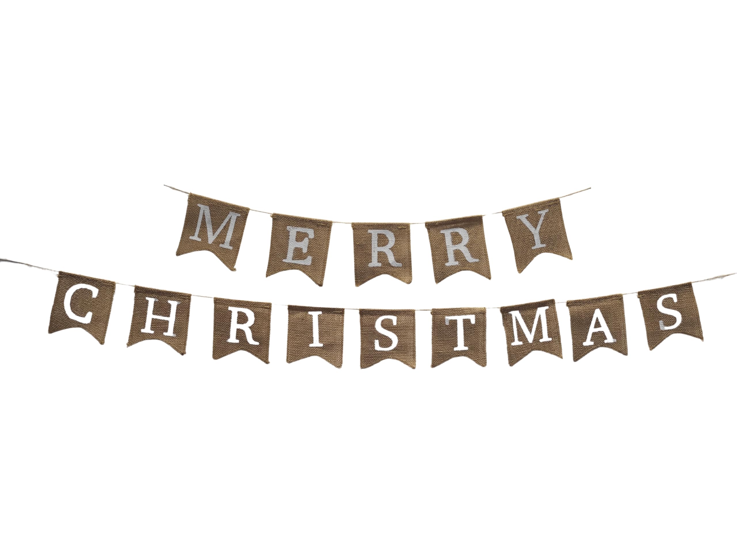 Christmas Hanging Hessian Bunting, Merry Christmas Bunting, 2 Metres, Rustic Indoor Christmas Decoration, Jute Twine String