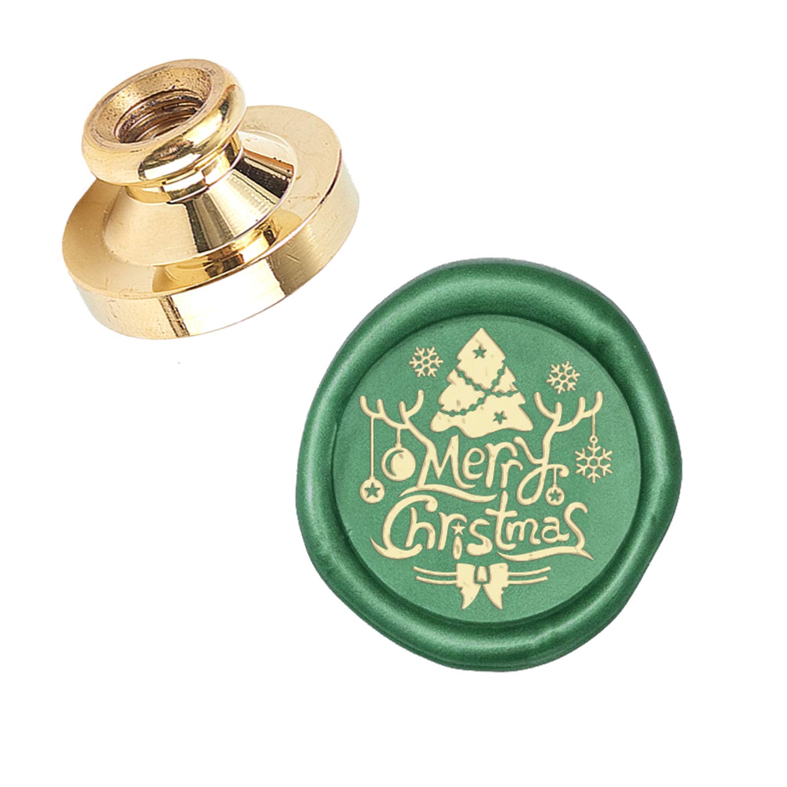 CRASPIRE Merry Christmas Wax Seal Stamp Head Replacement Xmas Tree Removable Sealing Brass Stamp Head Only No Handle for Creative Gift Envelopes Invitations Cards Decoration