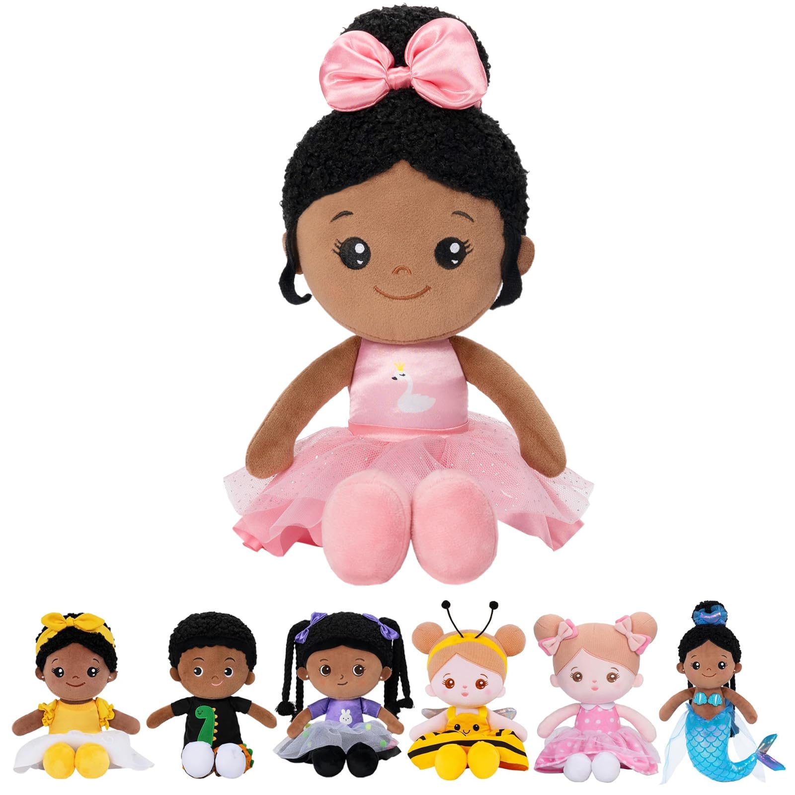 Photo 1 of OUOZZZ 13" Soft Baby Doll for Girls&Boys - First Baby Doll African American Rag Doll Sleeping Cuddle Buddy Doll Plush Ballerina Toy for Kids