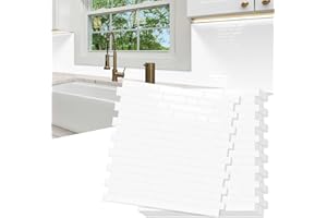 MOONFUN Thicker Design Peel and Stick Tile Backsplash,10 Sheet of 12" x 12" 3D Self Adhesive Wall Tile Stick on Backsplash for Kitchen, Bathroom,RV(White)