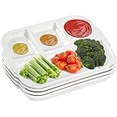 TOPZEA 4 Pack Ceramic Divided Dinner Trays, Serving Platter Dinner Plates with 4 Compartments, Perfect for Portion Control, F