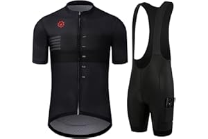 GCRFL Men's Cycling Jersey Sets Road Bike Jersey Riding Shirts Lightweight, Bib Shorts with Pockets Padded
