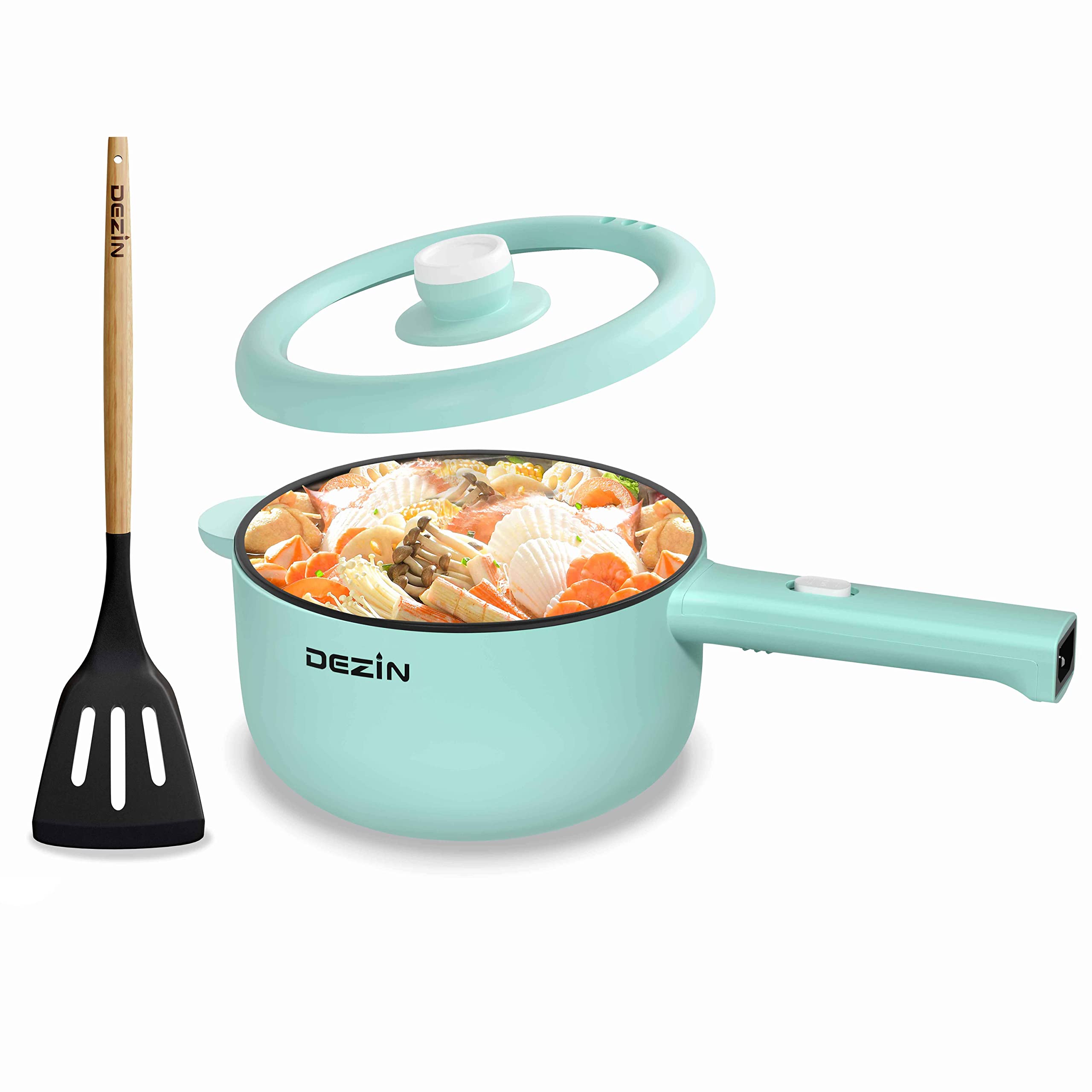 Photo 1 of Dezin Electric Cooker, 2L Non-Stick Sauté Pan, Rapid Noodles Mini Pot for Steak, Egg, Fried Rice, Ramen, Oatmeal, Soup with Power Adjustment, College Dorm Room Essential