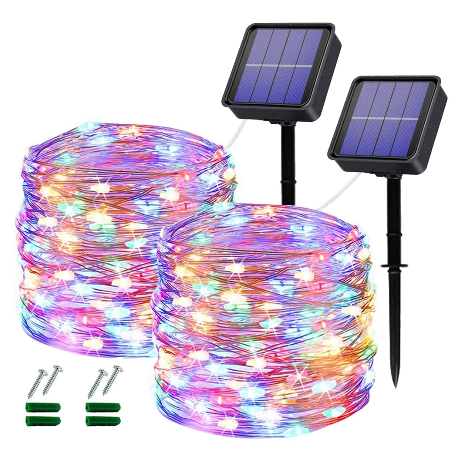 Oreunik Solar Christmas Lights Outdoor, 2 Pack Total 240LED Garden Light,Waterproof Fairy Lights 40Ft 8 Modes Decoration Solar Light for Garden,Patio,Party,Wedding,Christmas(Colorful)
