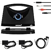 SEREONIC PRO Portable Wireless TV Speakers for Smart TV Without The Blaring Volume, Ideal for Elderly and Hard of Hearing with Extra Earbuds and Power Adapter - 100ft Range (Black)