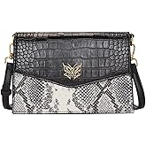 Creative Storm Women Leather Crossbody Purse Bags,Fashion Crocodile&Snake Printed Leather Shoulder Bags,Small Clutch Bags