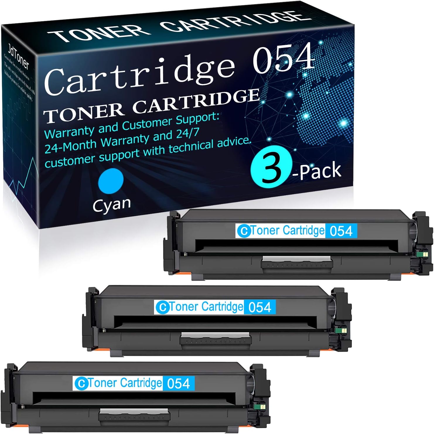 JdToner (3-Pack,Cyan) Replacement 054 Toner Cartridge Compatible for Canon imageCLASS MF642Cdw 