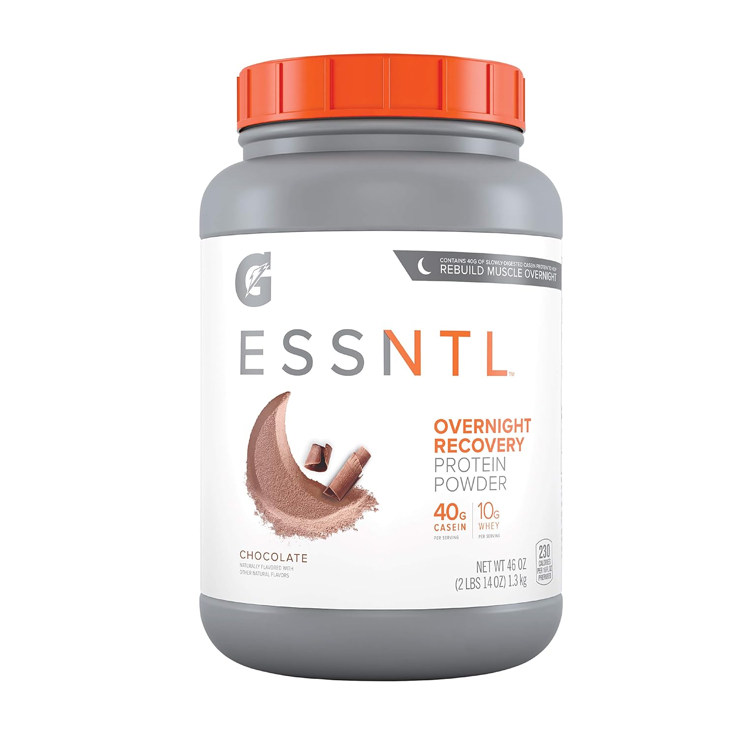 Gatorade G ESSNTL Overnight Recovery Protein Powder, Chocolate, 46 oz