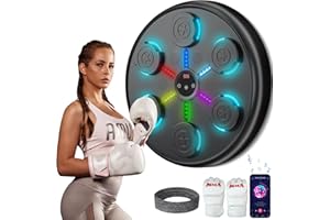 JIAAO Music Boxing Machine, 2025 Upgrade Boxing Music Workout Machine for Adults Women Kids, Smart Bluetooth Boxing Music Trainer, Wall Mounted Musical Punching Pad, Boxing Machine with Gloves and Headband