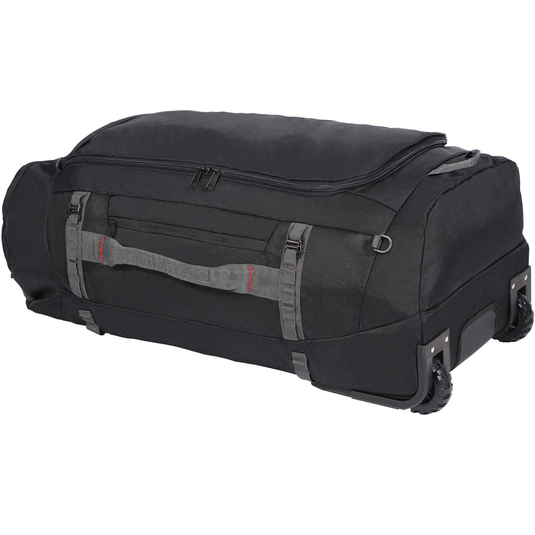 Photo 1 of REDCAMP 120L Foldable Duffle Bag with Wheels and Shoe Compartment, 1680D Oxford Large Duffel Bag Backpack with Rollers for Travel, Camping, Hiking, Black