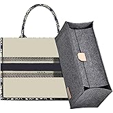 Doxo Purse Organizer Insert for Handbags, Felt Purse Organizer for Purse with 2 Sizes, Tote Bag Insert Compatible with D Large Book Tote Bags & Lv Onthego GM and More (Grey-With Cover)