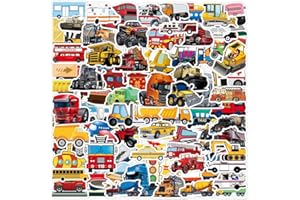 QIYUYA Transportation Vehicle Truck Stickers for Kids Boy, Vinyl Waterproof Sticker 100 Pack, Party Favor and Supplies (Construction truck Airplane Train Helicopter Car Boat Motorcycle Tractor Bus Firetruck)
