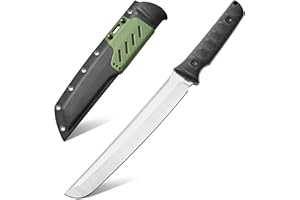 Gtkii GTK6 Fixed Blade Knife AUS-10 Steel Blade Full Tang Nylon Fiberglass Handle EDC Fixed Knifes for Outdoor Camping Adventure(Silver)