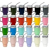 Metalya 3 oz Mini Tumbler Shot Glass with Straw and Lid, 24 Pack Stainless Steel Shot Glasses with Handle, Double Wall Vacuum Insulated Tumblers for Laser Engrave, Cute Cups for Party (24 Pack)