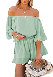 Fixmatti Women's Off The Shoulder Romper Shorts