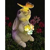YODY Solar Garden Statues Outdoor Decor- Yard Decorations for Patio, Balcony, Backyard, Lawn Ornaments - Rabbit Figurines with LED Light- Unique Birthday House Warming Gifts for Women, Mom, Grandma