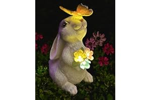 YODY Solar Garden Statues Outdoor Decor- Yard Decorations for Patio, Balcony, Backyard, Lawn Ornaments - Rabbit Figurines with LED Light- Unique Birthday House Warming Gifts for Women, Mom, Grandma