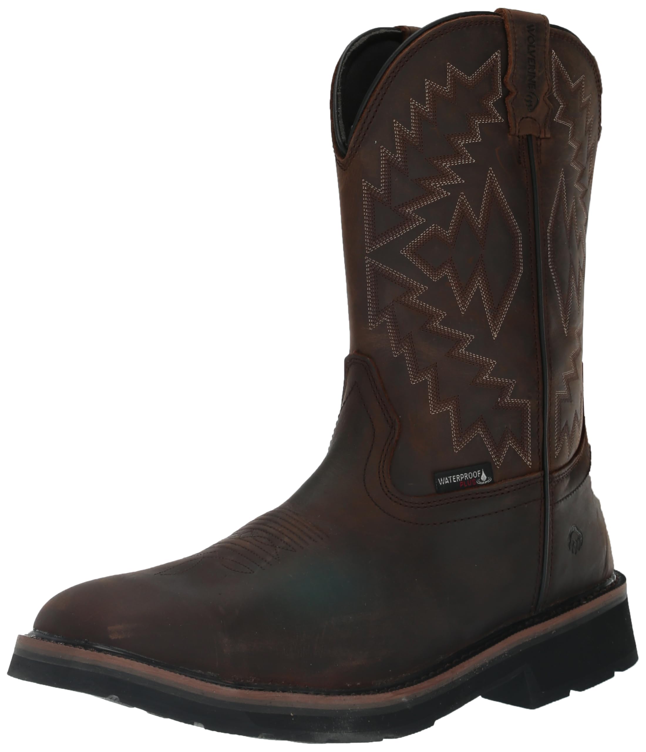 Photo 1 of Wolverine Men's Rancher Arrow Waterproof Steel Toe Wellington Construction Boot, Dark Borwn, 9 Wide
