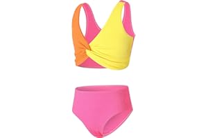 J·E Sterguard Girls Two Piece Swimsuits Teen Bikini Color Block Girls' Swimwear Ribbed Girls Swimsuits Size 8-14