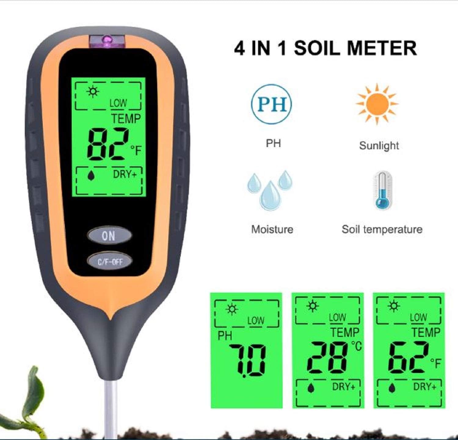2020 New 4in1 Soil Test Kits Test Kit for Soil Lawn Test Kit Tester Kits with