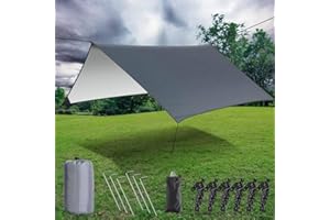 Reibeny Camping Tarp Waterproof, Hammock Rain Fly Tent Tarp, UV Protection and PU 4000mm Waterproof, Lightweight Tarp for Cam