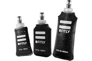 FITLY FLASKS Combo – 3 Soft Flasksfor Hydration While Running Hiking Cycling Climbing - Collapsible Water Bottles (5-8.5 - 13.5 oz, 150-250 - 400 ml)