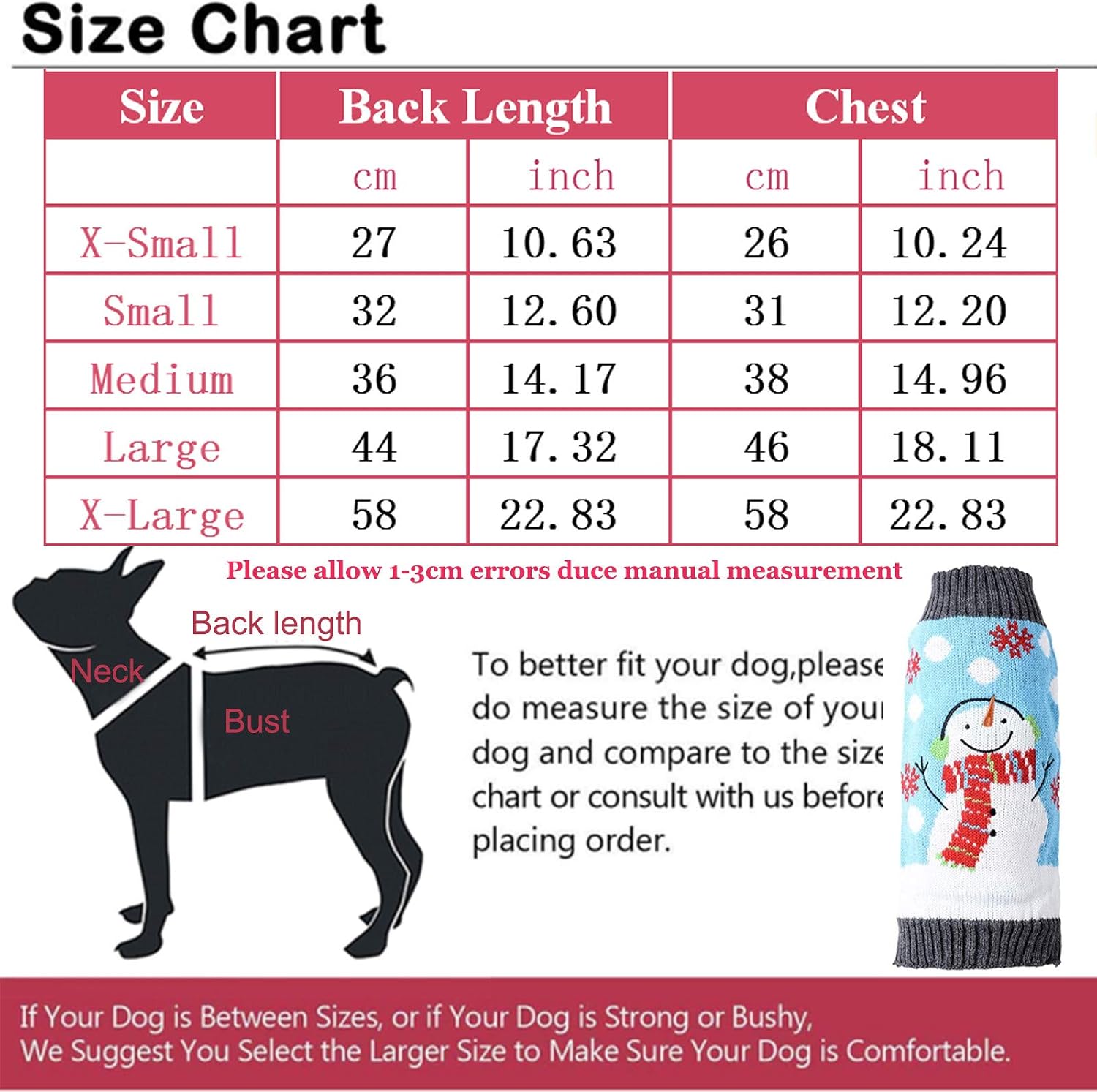 ABRRLO Dog Christmas Jumper Outfits Blue Snowman Ugly Xmas Pet Sweater Puppy Cat Holiday Costume New Year Clothes Gift for Small Medium Large Dogs (Blue Snowman,M) - Image 3