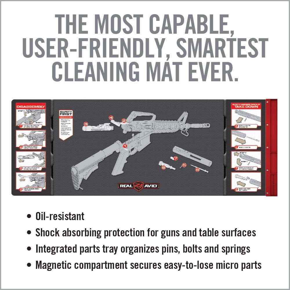 Real Avid Smart Mat - 43x16” Large Padded Gun Mat, with Magnetic Parts Tray and 223 Rifle Graphics with Disassembly Instructions, Oil-Resistant Solvent-Resistant Protective Mat for Gun Cleaning : Sports & Outdoors