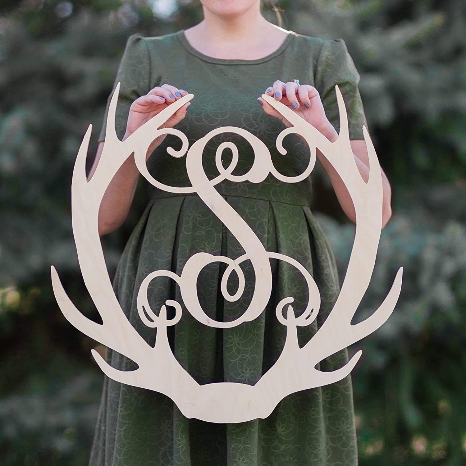 SALE 1236 inch tall Wooden ANTLER Monogram